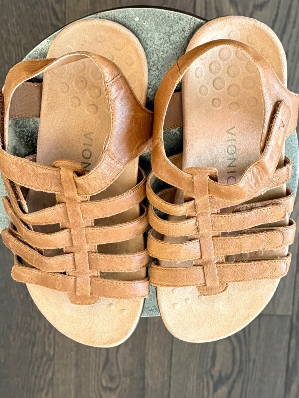 Vionic Harissa Tan Leather Strappy Comfort Sandals Women’s 8